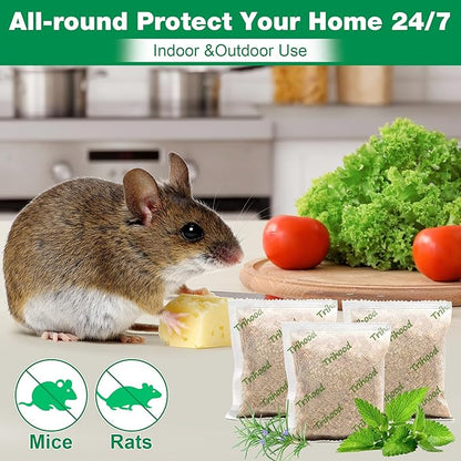 12 Pack Peppermint Oil Mouse Repellent Pouches - Powerful Pest Repellent for Rodent Rat Mice Skunk Squirrel Roach Moth, Mice Deterrent for House/Car/RV/Garage/Boat/Shed/Basement, Plant-Based Formula