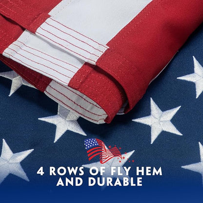 American Flag 4x6 Ft for Outside Longest Lasting- Ultra Durable, Tear-Proof Heavy Duty Spun Polyester US USA Flags - Fade Resistant, Embroidered Stars, Sewn Stripes, Brass Grommets - Outdoor Decor