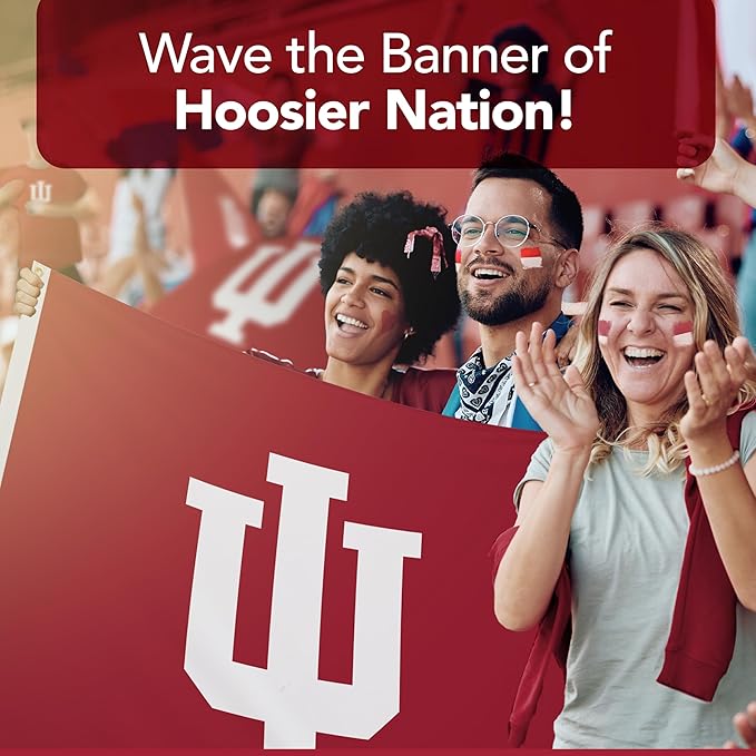 Indiana Hoosiers College Sports Printed Flag - NCAA Licensed - Nylon - School Banner (Red) (5' x 8')