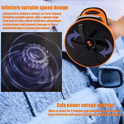 3-in-1 Electric Ice Scraper for Cars & Home – Cordless Handheld Defroster, Cleaner & Polisher, 500 RPM Motor, 2000mAh Battery, Type-C Charging, Lightweight & Portable