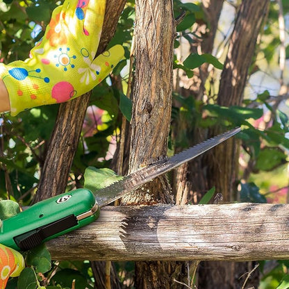 FLORA GUARD 7.7-Inch Folding Hand Saw, Pruning Saw with Trible-Cut Razor Teeth for Wood Cutting, Tree Trimming, Professional Camping Gardening Tools (Green)