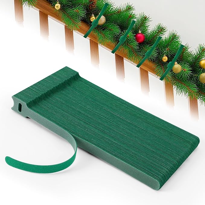 100 Pcs Christmas Garland Ties 7.87Inch Adjustable Holiday Garland Twist Ties for Holiday Halloween Tree Wreath Party Yard Wall Doorway Reusable Nylon Garden Cable Straps Decoration(Green)