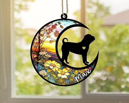 Personalized Dog Memorial, Custom Name Shar Pei Dog Christmas Ornament with Name, Custom Breeds, Pet Loss Light Catcher, Gifts for Lovers Loss of Pet Sympathy on Mothers Day Christmas