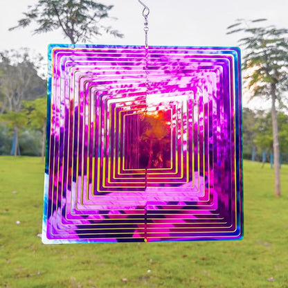 Wind Spinners Outdoor for Yard Decorations,Stainless Steel Metal, Glowing Reflective for Yard, Wind Spinners Outdoor Hanging (10'' Maze Blue Purple)