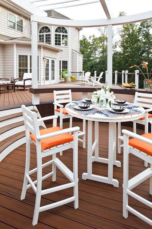 Trex Outdoor Furniture TXRBT248CW Monterey Bay Round Bar Table, 48-Inch, Classic White