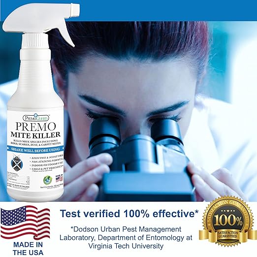 Premo Guard Natural Mite Spray – 32 oz Bottle – Plant Based Treatment for Dust, Spider, Carpet, Bird, Rat Mites – Safe for Families, Pet, Home, Bedding & Furniture When Used As Directed