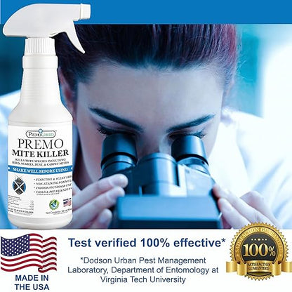 Premo Guard Natural Mite Spray – 32 oz Bottle – Plant Based Treatment for Dust, Spider, Carpet, Bird, Rat Mites – Safe for Families, Pet, Home, Bedding & Furniture When Used As Directed