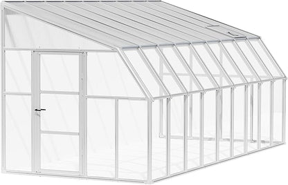 Palram Canopia Rion Sun Room 8 Ft. x 18 Ft. Solarium, Lean-to Greenhouse DIY Kit, Attach to House, Large Twin Wall Polycarbonate, 100% UV Protection for Porch, Patio Outdoors with Window Vent (White)
