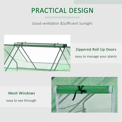 Outsunny 71" x 55" x 32" Mini Greenhouse, Small Green House, Garden Planting Shed, Outdoor Flower Planter Warm House with Zipper Windows and Door, Green