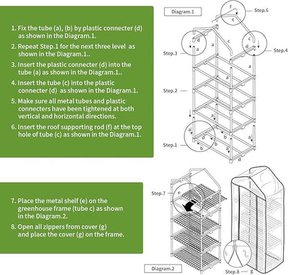 Mini Greenhouse for Indoor Outdoor, Small Plants Green House with 4 Tier Shelves, Portable Plastic Greenhouses with Transparent PVC Cover for Garden Backyard Patio Balcony Porch