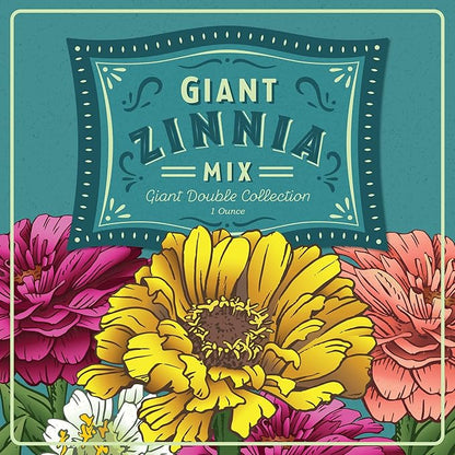 Zinnia Flower ~ 3000 Seeds California Giant Mix & Lilliput Semi-Dwarf Mix – Heirloom, Non-GMO Annuals – Colorful Blooms for Pollinators & Cut Flowers – Easy to Grow, Heat & Drought Tolerant
