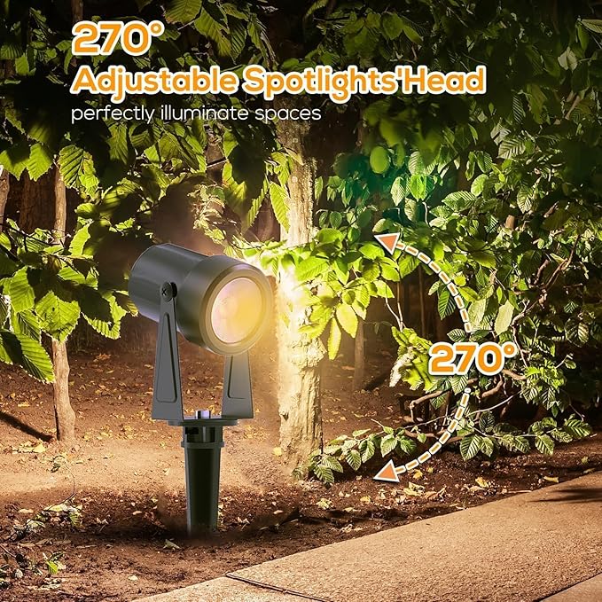 SUNTHIN Outdoor Landscape Lighting with Remote, RGBW Color Changing Spot Uplights, 16 Pack