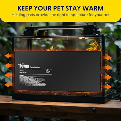 iPower 8x18 Inch Reptile Heat Pad Under Tank Heater, Energy-Efficient & Waterproof Design Terrarium Warmer Mat for Turtles, Lizards, Snakes, 2 Pack