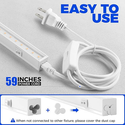 Barrina Grow Lights for Indoor Plants Full Spectrum, 2ft 40W (4 x 10W), T5 Plant Lights for Indoor Plants, Greenhouse, Plug and Play, Yellow, 4-Pack