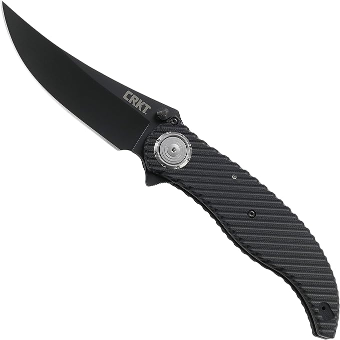 CRKT Clever Girl Folding Pocket Knife: Heavy Duty Everyday Carry, Black Blade, Flipper Open, Deadbolt Button Lock, IKBS Ball Bearing Pivot, G10 Handle 2640