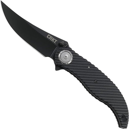 CRKT Clever Girl Folding Pocket Knife: Heavy Duty Everyday Carry, Black Blade, Flipper Open, Deadbolt Button Lock, IKBS Ball Bearing Pivot, G10 Handle 2640