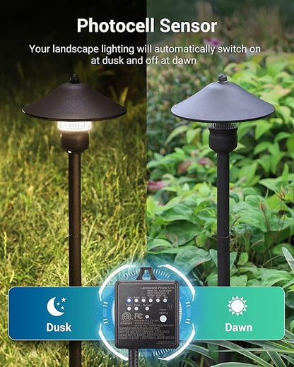 DEWENWILS 30W Outdoor Low Voltage Transformer with Timer and Photocell Light Sensor, 12V DC, ETL Listed