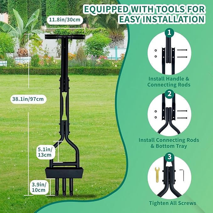 Core Aerator Lawn Tool,Lawn Aerator for Lawn Care, Aerator Lawn Tool for Gardens courtyards Golf Courses，Lawn Aerator Tool with Collector