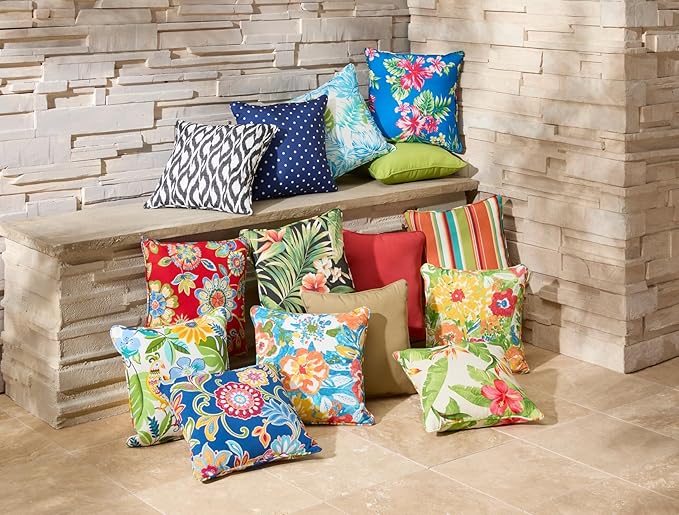 BrylaneHome 16" Square Toss Pillow - Patio & Outdoor - Patio & Outdoor - Water, Stain & Fade Resistant - Granada