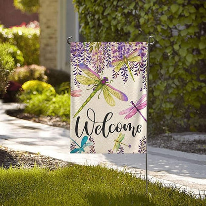 Dragonfly Garden Flag Vertical Double Sided Outdoor Yard Flags 12.5x18 Inch Burlap Banners for House Lawn
