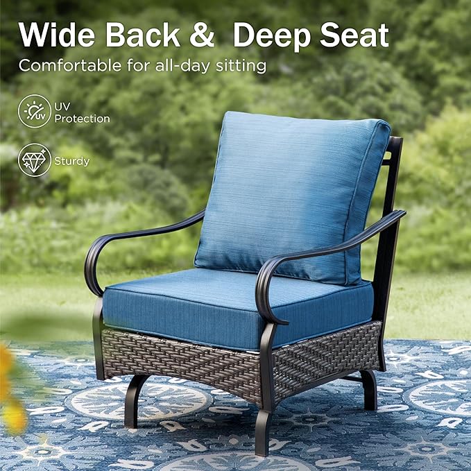 Rocking Patio Sofa Chairs - 2 PCS Outdoor Rocking Armchairs, Patio Seating with High Back Deep Seat for Porch Deck Balcony