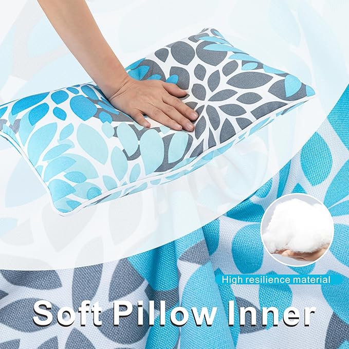 JMGBird 12×20 Inch Outdoor Lumbar Pillows Pack of 2 Colors Waterproof Throw Pillows with Insert Rectangular Decorative Garden Cushion for Home Furniture Patio Coach Sofa