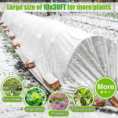 Alphatool 10 ft x 30 ft Plant Covers Freeze Protection - Thick Frost Cloths Blankets for Outdoor Plants, 1.0oz/yd² Non-Woven Fabric Floating Row Cover, Garden Covers for Raised Beds