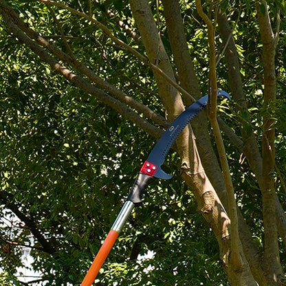 27FT Manual Pole Saw, Tree Branch Trimmer with 8-Section Fiberglass Handle, Sharp Steel Blade, Lightweight Extendable Design for High Branch Trimming, Orange