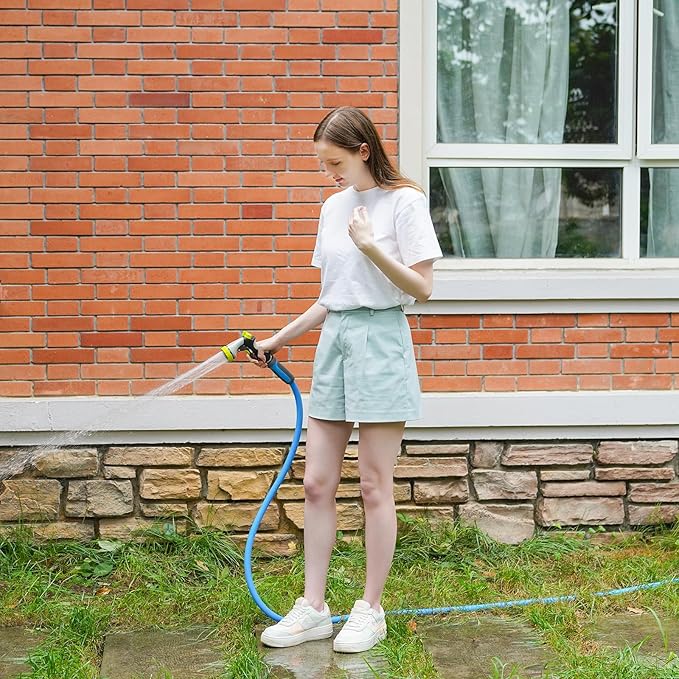 Fevone Garden Hose 105 ft., Lightweight Hybrid Water Hose, Flexible and Durable, Leak-Free Connections