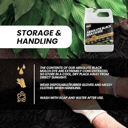 32oz Absolute Black Mulch Dye - Covers up to 2,500 sq. ft., Liquid Mulch Dye Black, Premium Color Concentrate, Ideal for Landscaping, Renews Faded Rubber or Wood Chips, 100% Color Pigment