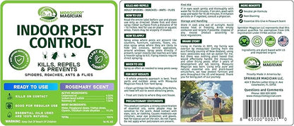 Mosquito Magician Indoor Pest Spray – Design for Indoor Use to Neutralize Spiders, Roaches, Ants & Flies with Plant-Sourced Essential Oils, Efficient Ready to Use Home Pest Spray – Rosemary, 16 OZ