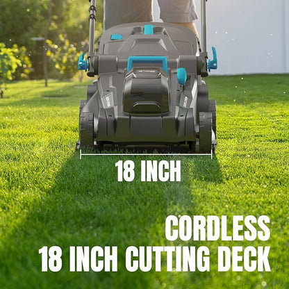 18" Cordless Self-Propelled Lawn Mower, Dual 20V Brushless Electric Push Mower with 6-Level Cutting Height, Includes 2×4.0Ah Batteries & Dual Charger