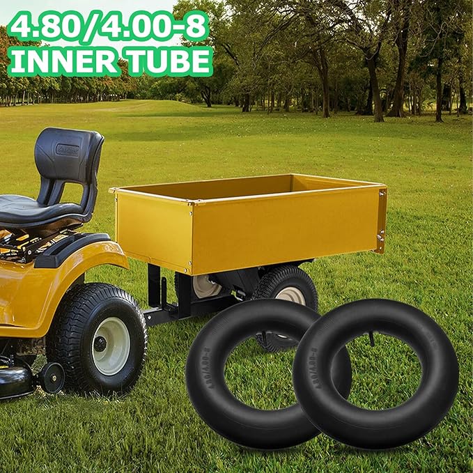 4.80/4.00-8" Inner Tube with Straight Valve Stem (2-Pack) - Heavy Duty Replacement Tire Tubes for Wheelbarrows, Mowers, Hand Trucks, Dollies