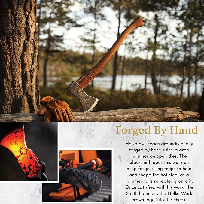 1844 Helko Werk Germany Traditional Black Forest Woodworker Axe - Made in Germany Hand Forged Bushcraft Axe and Forest Axe for Cutting Head 2.25 lbs, Handle 24 in. (Black Forest Wood Worker) #13562