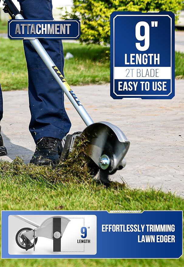 Wild Badger Power Edger Lawn Tool 9" 2T Cutting Blade Lawn Edger Attachment up to 2.2" Depth