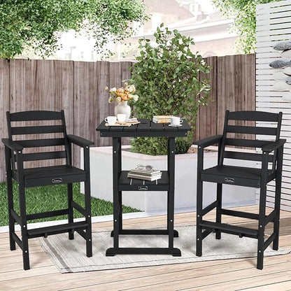 FUNBERRY Bar Height Outdoor Chairs, Tall Adirondack Chairs Set of 2, All Weather HDPE Outdoor Bar Chair for Bistro Patio Balcony