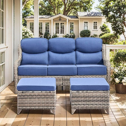 HUMMUH Wicker Patio Furniture Set 6 Inch Thick Cushion Outdoor Swivel Rocker Patio Chairs with Deep Seat Sofa 6PCS Outdoor Furniture Set for Porch Garden Deck
