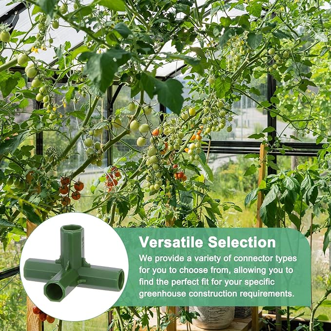 12 Pcs 11mm Greenhouse Frame Building Connectors, 4 Way Right Angle Pipe Fitting for Grape Trellis/Sunscreen Shed/Gardening Plant Stakes, Greenhouse Accessories [Green]