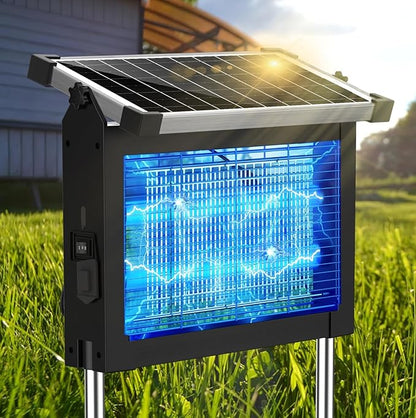 Solar Bug Zapper Outdoor Waterproof, Jepwe 4500V Cordless Bug Zapper Outdoor Large, Rechargeable Mosquito Killer & Fly Zapper, Solar Powered Insect Trap for Garden, Patio, Backyard, Indoor Use