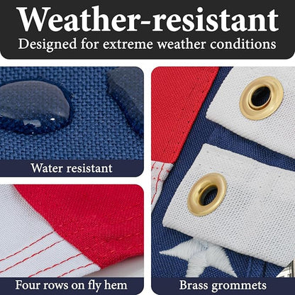 American Flags for Outside 4x6 -100% MADE IN THE USA,Indestructible Durable Outdoor Heavy Duty Spun Polyester US Flag United States Flags Sewn Stripes and Embroidered Stars,FMAA Certified,4th of July