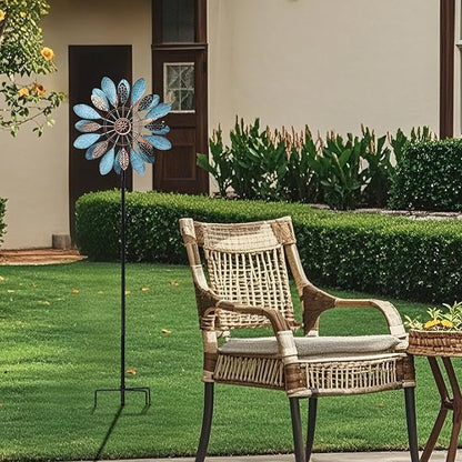 WONDER GARDEN Wind Spinners Outdoor - Metal Wind Spinner Windmill, 4.3 Ft Kinetic Wind Sculpture & Spinners for Yard Patio Lawn Decor