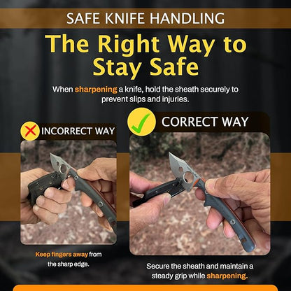 OUTDOOR ELEMENT Contour Feather Survival and Culinary Knives – VG10 Steel Fixed Blade with Fire Starter, Hex Driver, Knife Sharpener, Sheath & Built in Whistle - Built For Camping & Outdoor Adventure