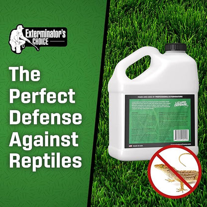 Exterminators Choice Gecko & Lizard Defense Spray - 1 Gallon (128 Fl Oz) White Unscented - Natural Essential Oils Formula for Lizard Extermination - Safe Around Kids & Pets - Made in USA