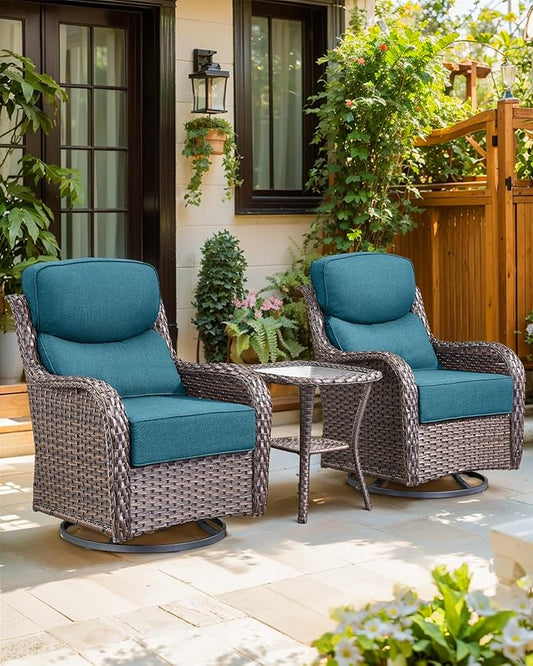Luxury 24x24x6 Inch Smile Patio Cushions for Outdoor Furniture Set of 6 - Thick Back & Deep Seat Outside Chair Pillows for Rattan Metal Glider Loveseat Sectional Sofa - Peacock Blue