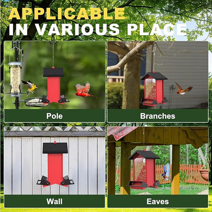 Squirrel Proof Bird Feeder for Outdoor Hanging,Metal Bird Seed Feeder with Bilateral Weight Activated Perches,5LB Large Capacity Wild Bird Feeders for Outside,Easy Refill and Clean,Red