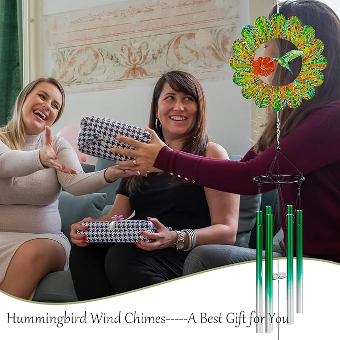 TUOKING Wind Chimes for Outside 3D Hummingbird Wind Spinner Windchimes Outdoor Hanging Decor for Garden Patio, Unique Gift for Mom,Women,Chimes Lovers