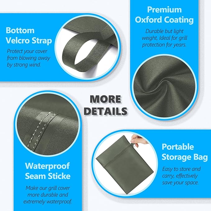 22 Inch Kettle Grill Cover - Superior Charcoal Cover for Weber Original and Master Touch - 600D Outdoor BBQ Cover for 22 Inch Weber Grills and More