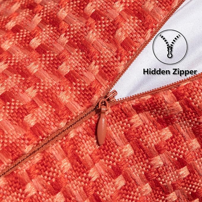 Kevin Textile Outdoor Waterproof Throw Pillow Covers Pack of 2 Farmhouse Decorative Cushion Covers for Garden Patio Tent Balcony Bench Couch Sofa 22x22 Inch, Red