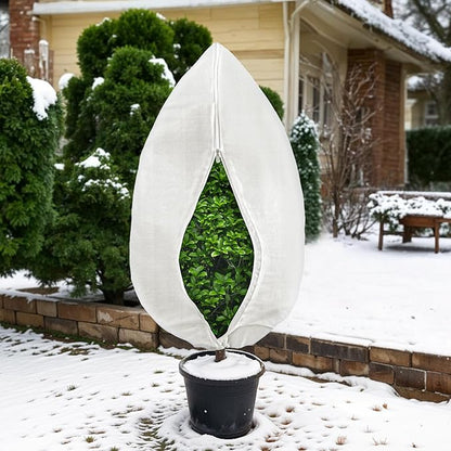 Plant Covers Freeze Protection, 1 Pack 78''× 95'' White Frost Cloths Blankets with Zipper Drawstring Shrub Tree Covers for Winter Outdoor Plants Freeze Protection