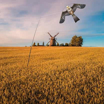Bird Hawk Flying Kite with Pole Crops Farm Protector Bird Scarer Flying Kite with 4m Pole-Style B